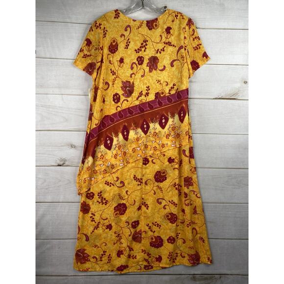 Vintage Y2K Rabbit Rabbit Rabbit Dress 16 M Floral Midi Artsy Layered Look NWT - Picture 10 of 11